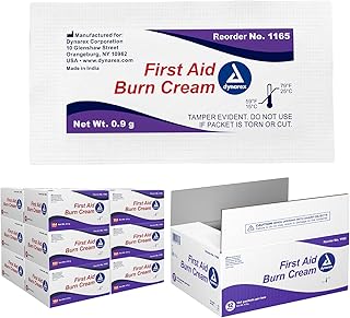 Dynarex 1165 First Aid Burn Cream for Minor Cut, Wound, Burn, 0.9g Packet, Pack of 144