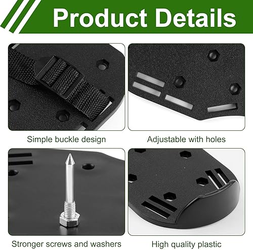 Miniatura 6 de Zapatos aireadores de césped negros con 6 correas ajustables, herramienta aireadora de jardín con pinchos resistentes para aireación de césped, uso