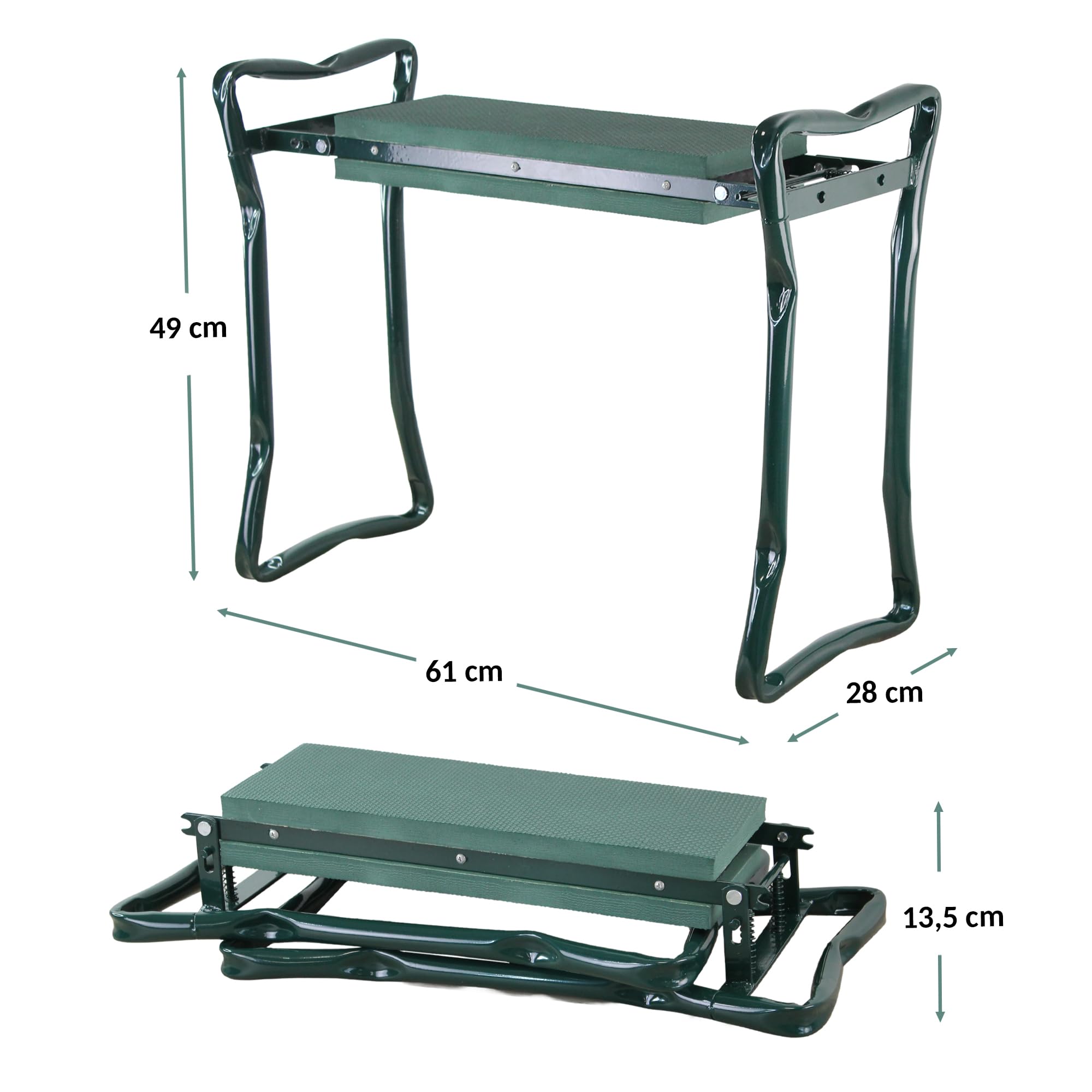 Fishtec - Tabouret de Jardinage Pliable 2 en 1 - Siège et agenouilloir Ergonomique - Coussin en Mousse EVA Confortable - Structure en Acier Robuste - Jardinage Assis ou à Genoux sans Fatigue