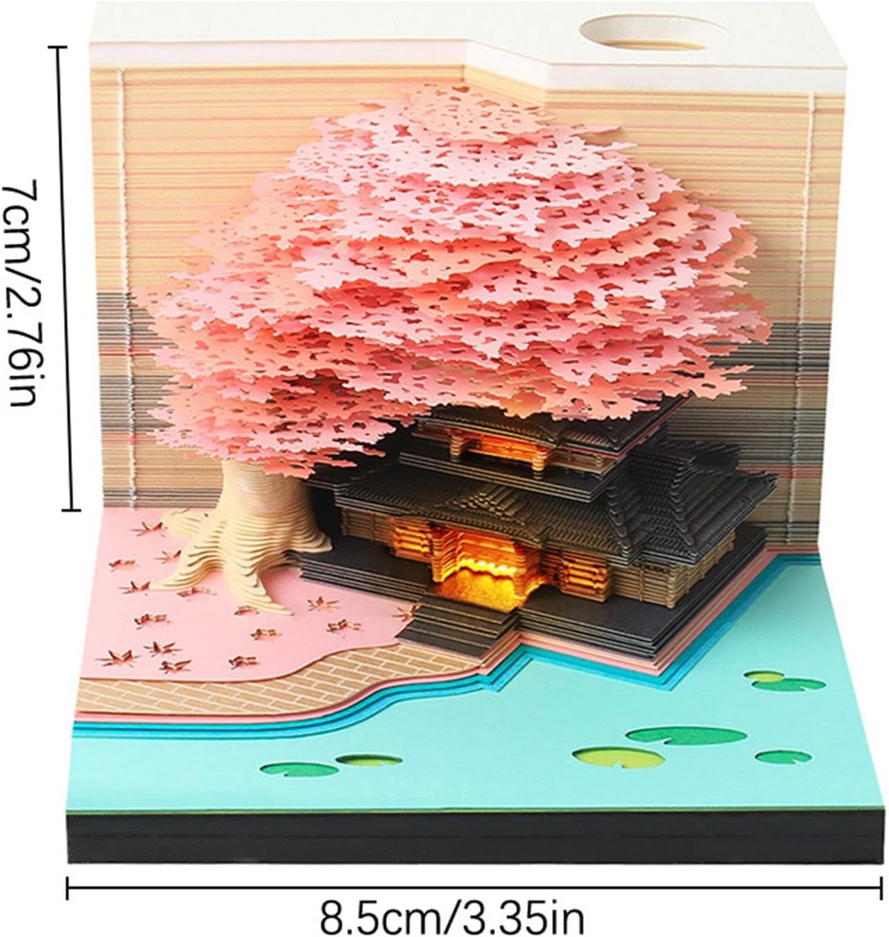 Time Piece Calendar - 2026 Desk Calendar with LED Light - 3D Paper Carving Art Memo Pad Notepad Gift for Christmas Housewarming Desktop Decoration (with Weekly Calendar & Light)