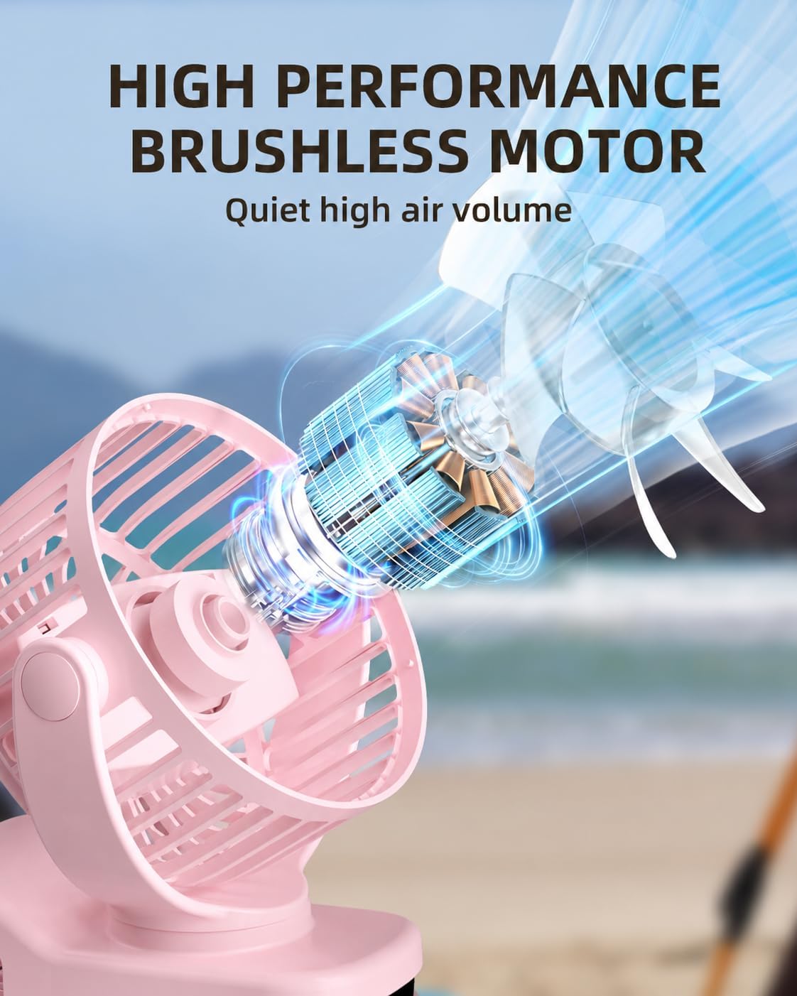 TUNISE Mini Clip on Fan, Battery Operated Desk Fan, Digital display，3 Speeds Adjustable, Bidirectional 360 ° Adjustable, Super Strong Wind, Portable Fan for Home, Office, Camping image 4