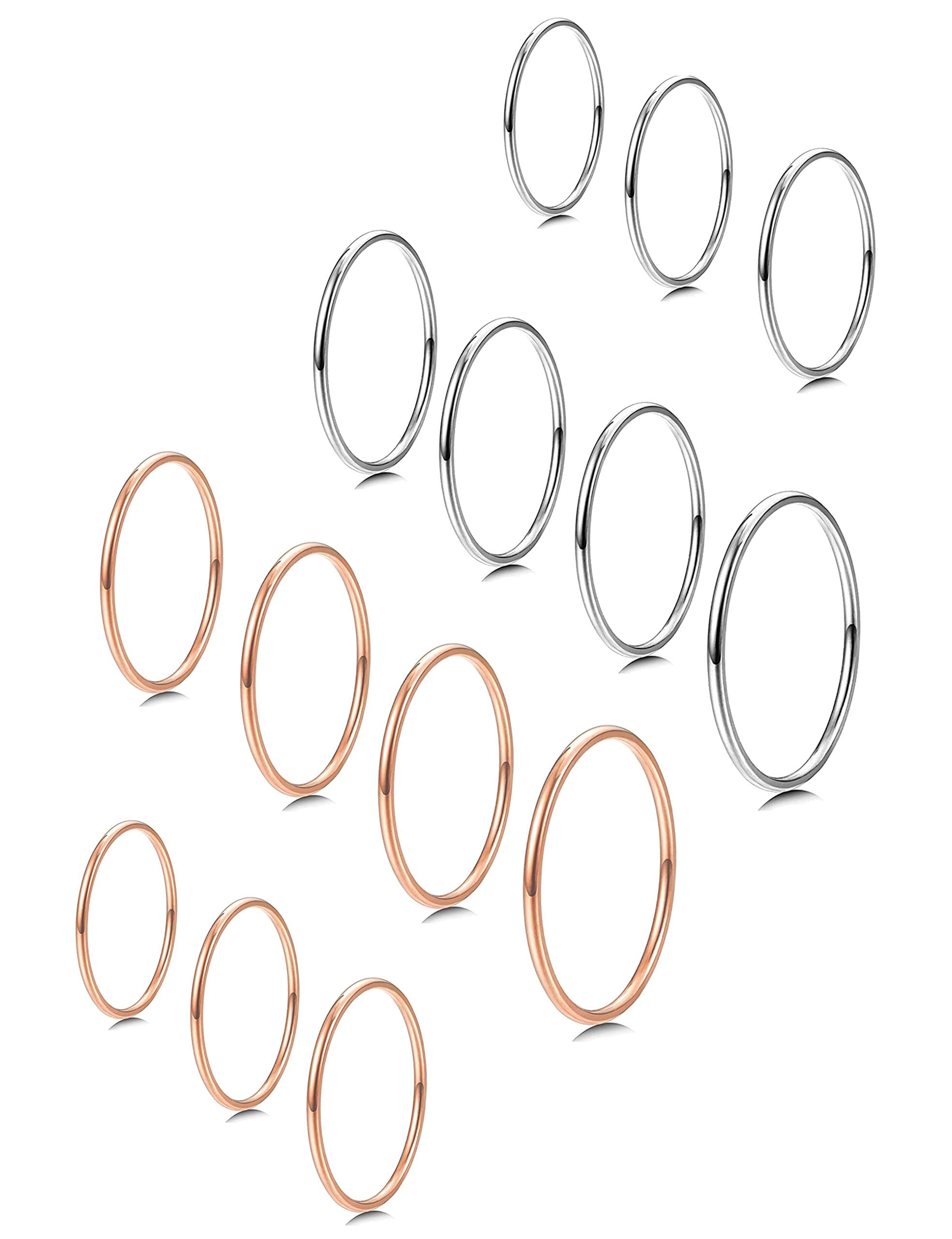 7-14 PCS 1MM Stainless Steel Band Knuckle Stacking Rings for Women Girls Fashion Midi Rings Comfort Fit Size 3-9-image-21