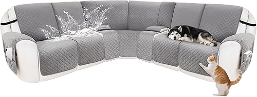 Miniatura 11 de Fundas para sofá seccional reclinable, 100% impermeables, funda para reclinable de terciopelo lavable, en forma de L, fundas para sofá reclinable