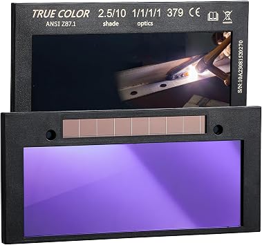 Auto Darkening Welding Lens, 2" x 4.25", Shade 2.5/10, True Color Blue Technology, Fits Pancake and Pipeliner Hoods
