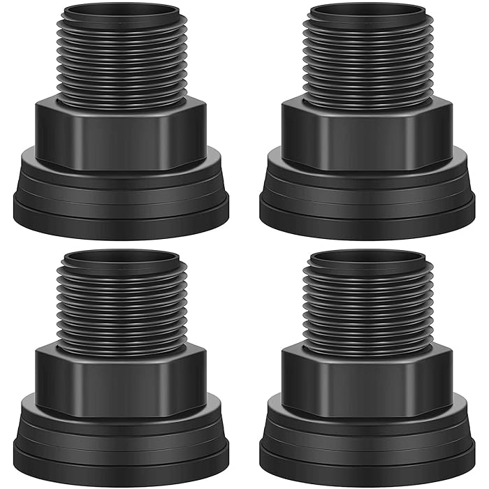 Buy PVC Bulkhead Fitting Dual Thread Bulkhead Tank Connector, 4 Pieces