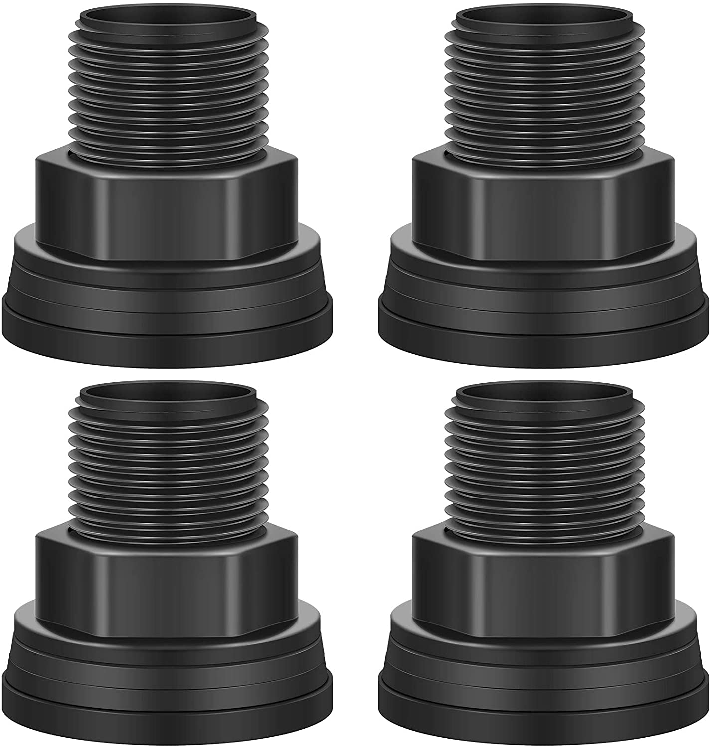 Buy PVC Bulkhead Fitting Dual Thread Bulkhead Tank Connector, 4 Pieces