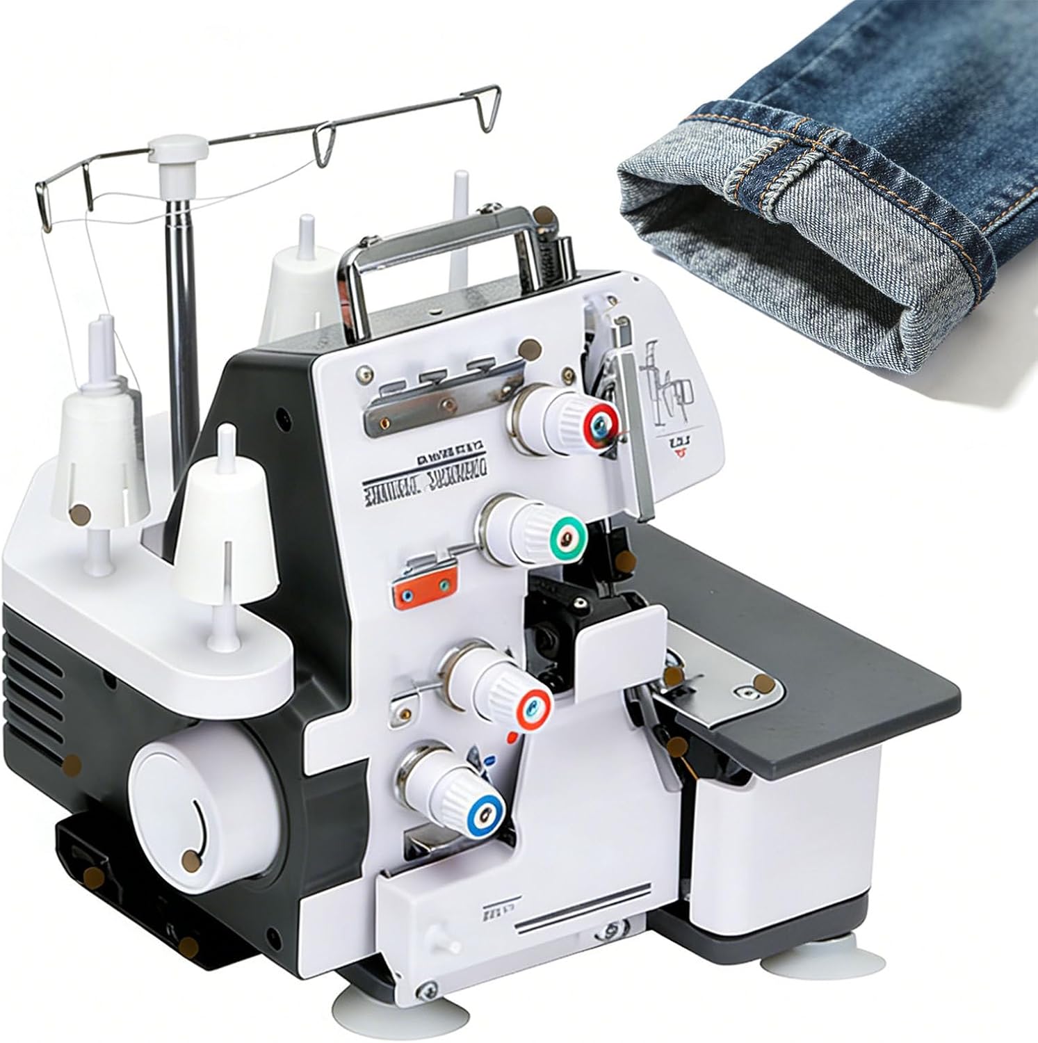 Home Serger Sewing Machine, 3/4 Thread Overlock with Metal Frame, 1300SPM & 12 Stitch Types, LED Light & Differential Feed, Suitable for Knit, Denim, Stretch Fabrics