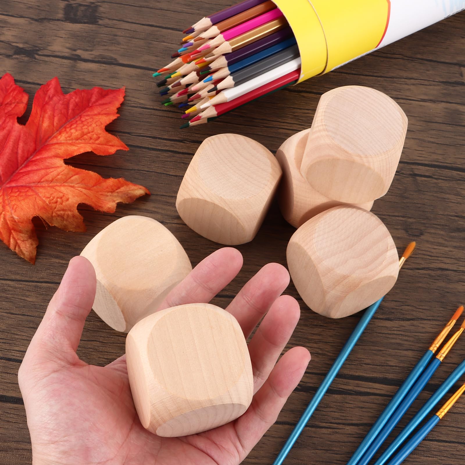15 dados de madera de 50 mm, dados en blanco, para pintar y montar, para manualidades, juegos de mesa, accesorios de juego