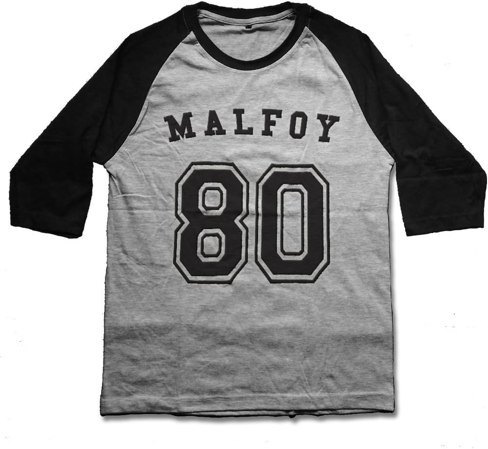 mamisari Draco Malfoy 80 Harry Potter Hogwarts Slytherin Quidditch Shirt Raglan 3/4 Sleeve Baseball Tee Tshirt T-Shirts