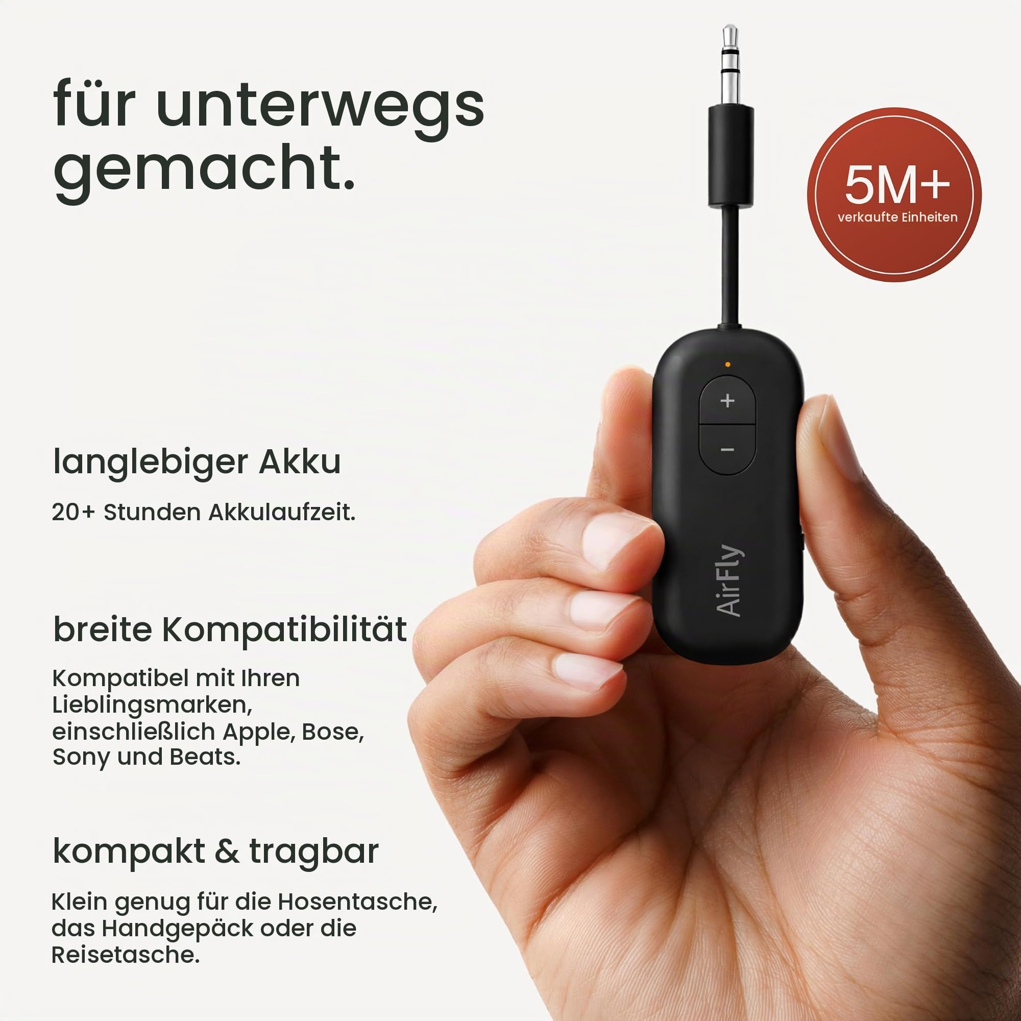 Twelve South AirFly SE Bluetooth Wireless Audio Transmitter für AirPods/Wireless oder Noise Cancelling Kopfhörer; Verwendung mit jeder 3 – Bild 3