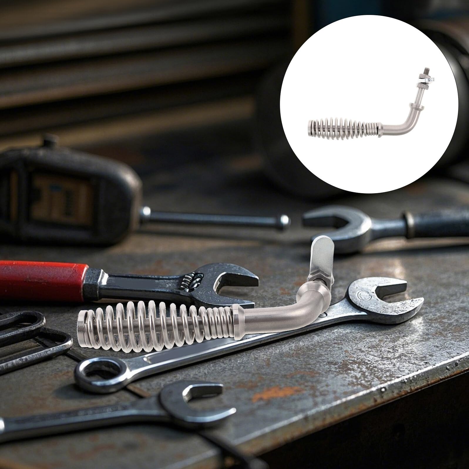 Maniglia a Molla per Stufa in Acciaio Inox, Sostituzione | Porta del Stufa e Griglia Barbecue, Impugnatura Ergonomica Resistente al Calore, Montaggio Semplice, Argento