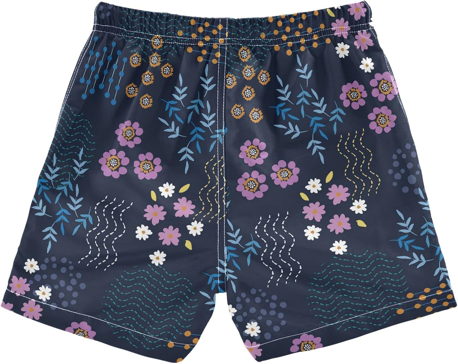 Alaza サーフパンツ 子供水着 Xl 5分丈 水陸両用 速乾 おしゃれ 花 3 14歳 スイムウェア メッシュインナー付き ブルーキッズ 人気 ゴムウエスト 和柄 旅行 海パン ビーチパンツ サーフトランクス スイムパンツ