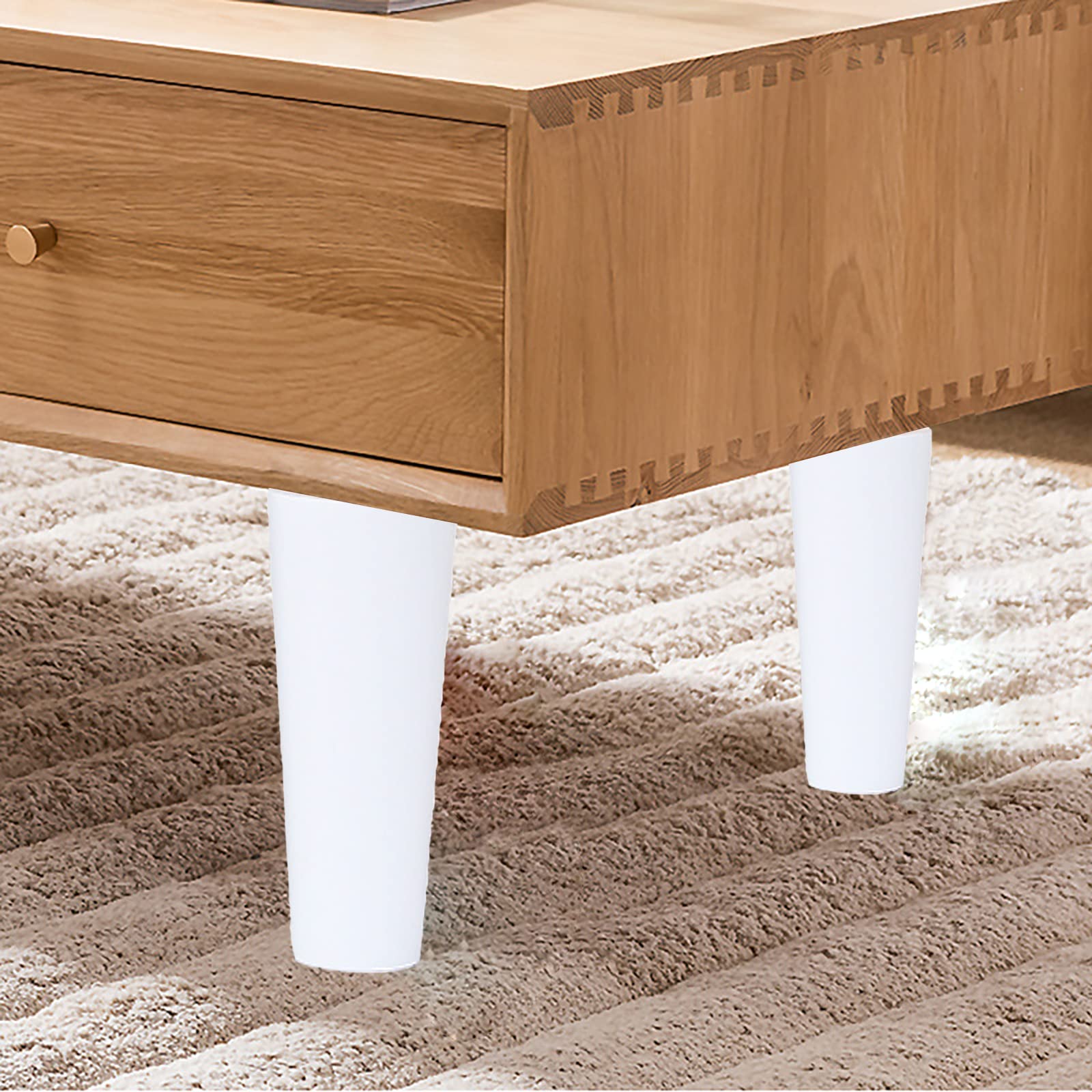 Set Di 4 Piedini Per Mobili In Plastica ABS - Design Nordico, Colore Bianco, Viti Incluse, Per Tavolini O Armadi - Foto 10