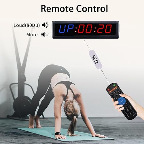 Miniatura 5 de Temporizador de gimnasio con control remoto, pantalla digital de 1.8 pulgadas con temporizador de entrenamiento personalizable, reloj de tiempo,