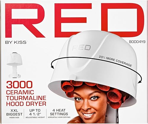 Miniatura 5 de Red by Kiss Secador de campana profesional de turmalina de cerámica 3000, con 4 ajustes de calor, para el hogar y el salón, altura ajustable, tamaño