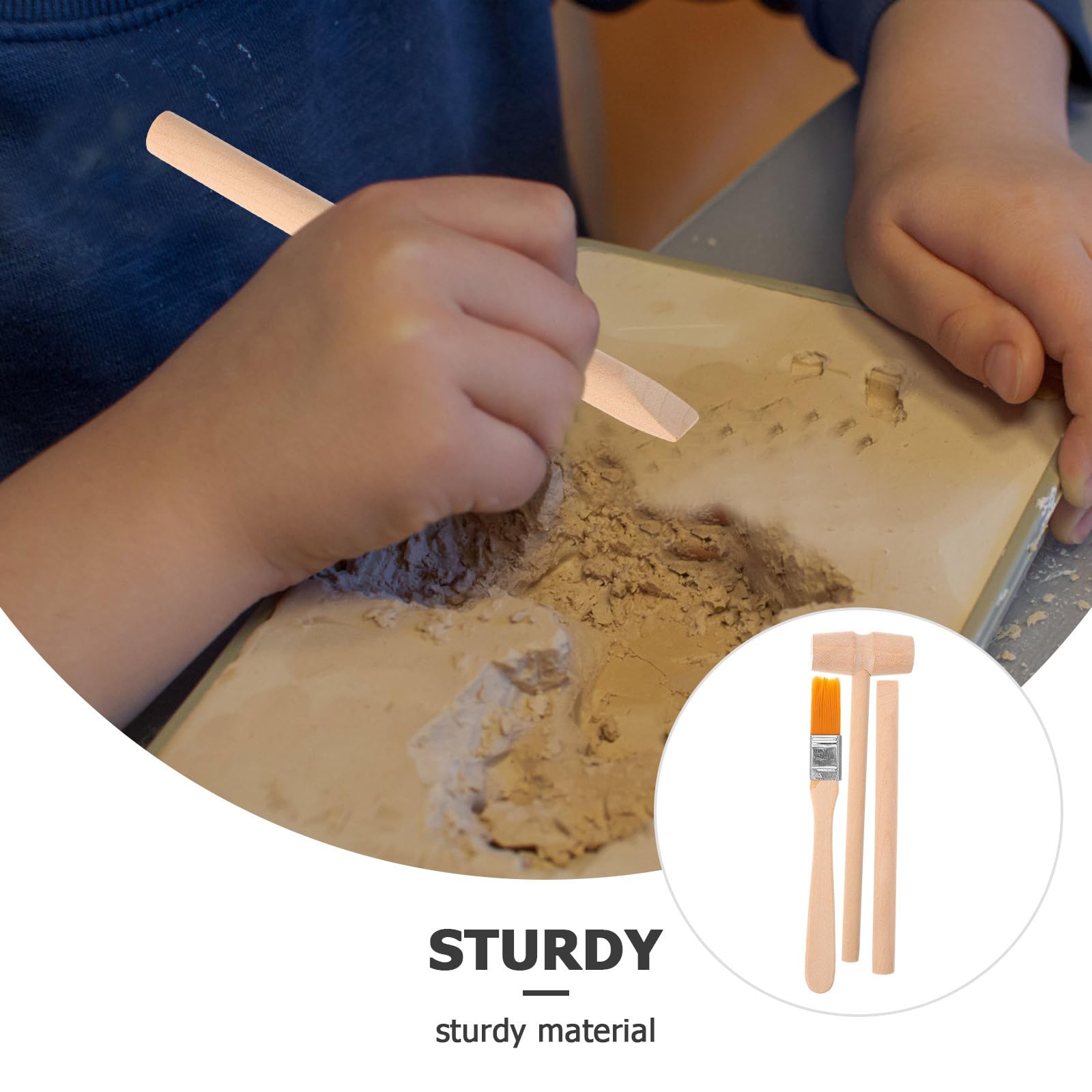 UPKOCH Set di 9 Strumenti per scavo in Legno per Bambini, Set di Attrezzi per scavo per Bambini, Pennello Piccolo, Martello scalpello, Giocattolo educativo, Geografia Rock, Set di geografie di