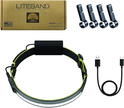 Miniatura 6 de Liteband PRO - Linterna frontal personal ajustable de haz ancho serie 1000, iluminación de 210, funciona con pilas, se adapta a cascos y cascos