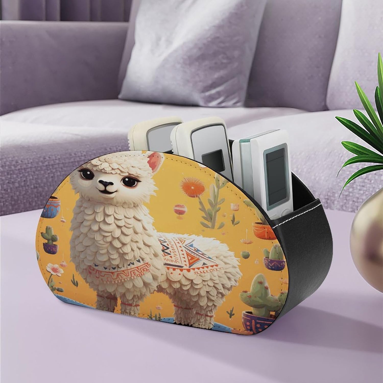 Cartoon Alpaca Remote Control Holder with 5 Compartments image 5