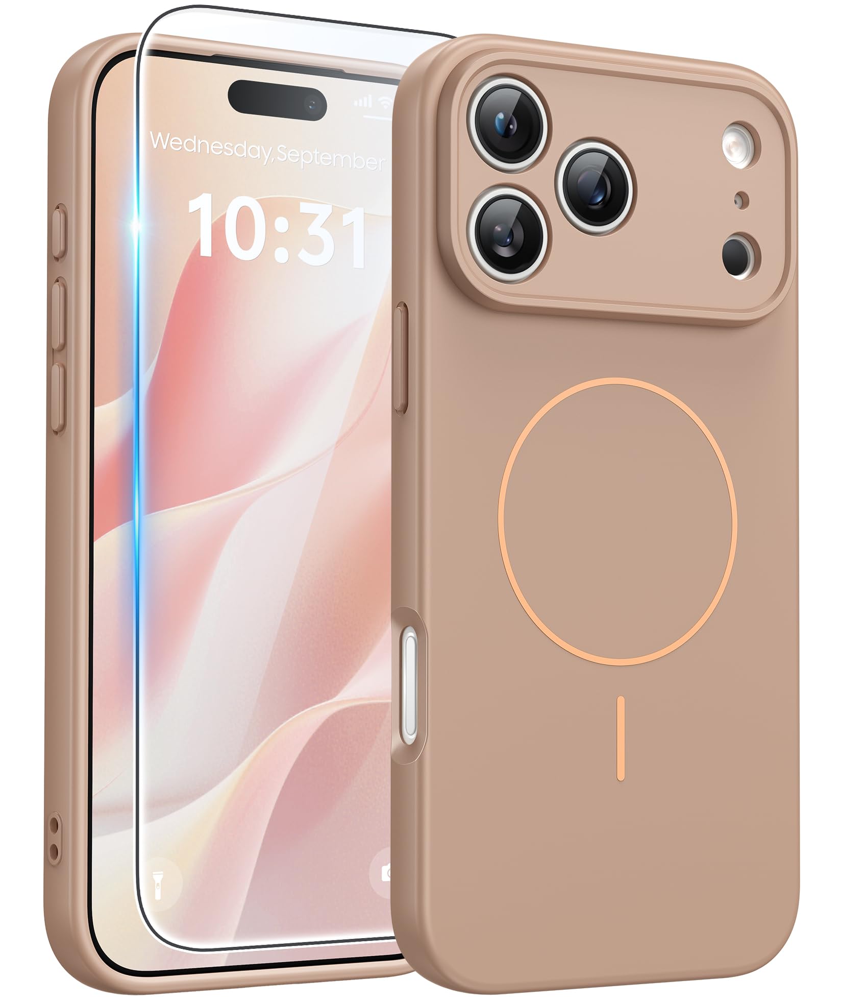 FNTCASE for iPhone 17 Pro Case: [Compatible with Magsafe] Translucent Matte Cases with [Full Camera Protection] [Screen Protector] Military Grade Shockproof Protective Phone Cover - Light Pink — view 29