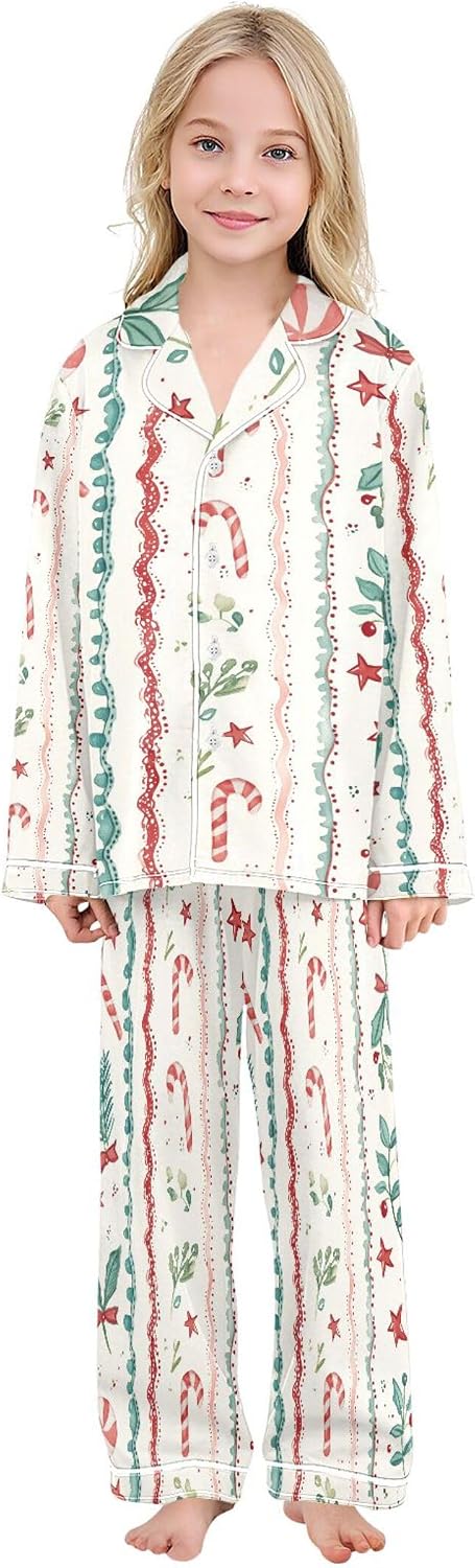 Silk Pajama Sets Long Sleeve Pajamas Soft Sleepwear 2 Piece Pjs Set