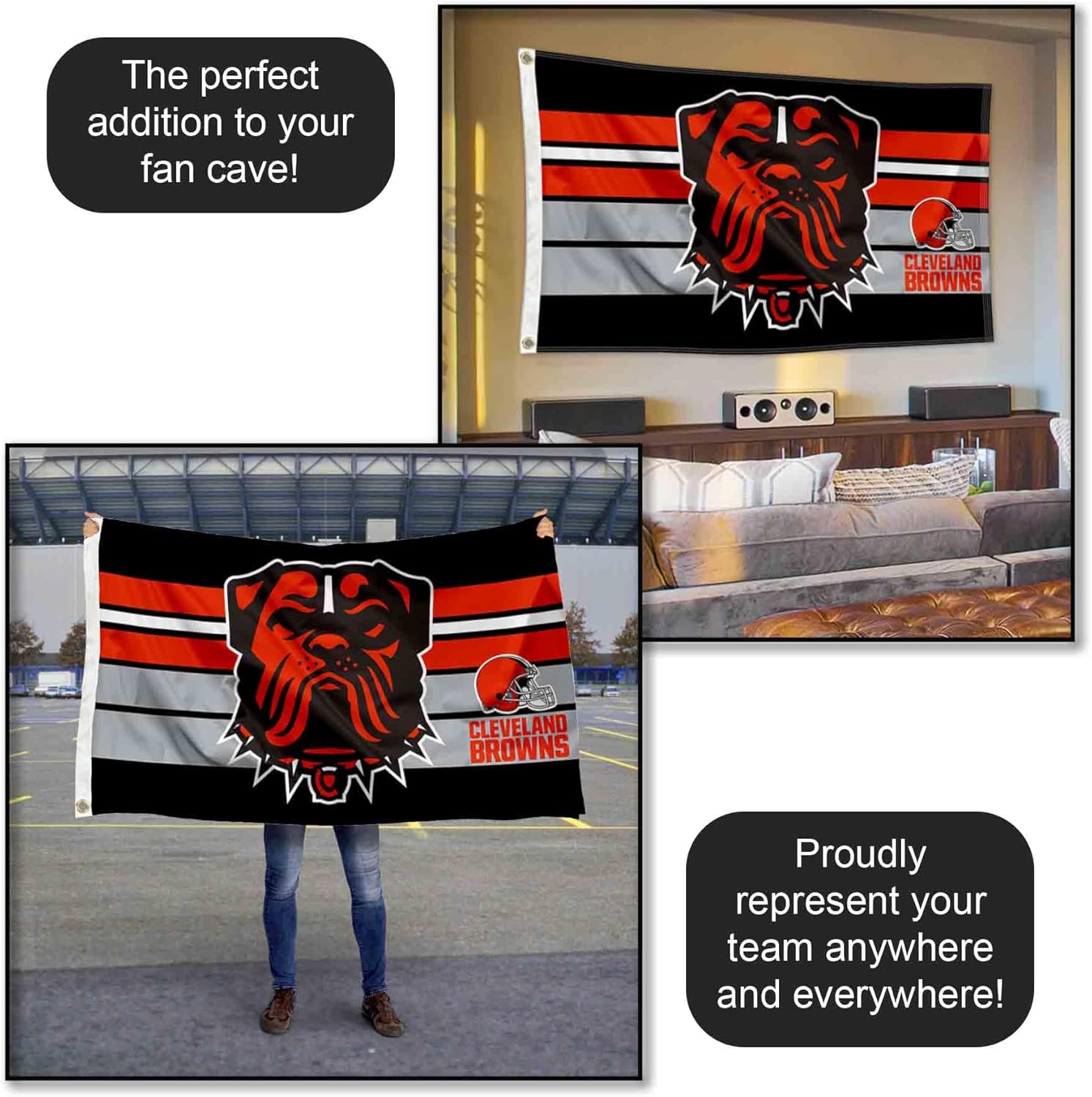 Cleveland Browns Throwback Retro Vintage Large 3x5 Flag - Image 5