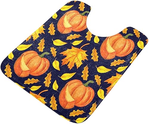 Miniatura 9 de Bathroom Rugs Sets 2 Piece 24x16+24x20 Inch,Soft U-Shaped Contour Toilet Rug Orange Pumpkins Watercolor Non-Slip Absorbent Bath Floor Mat Carpet Set