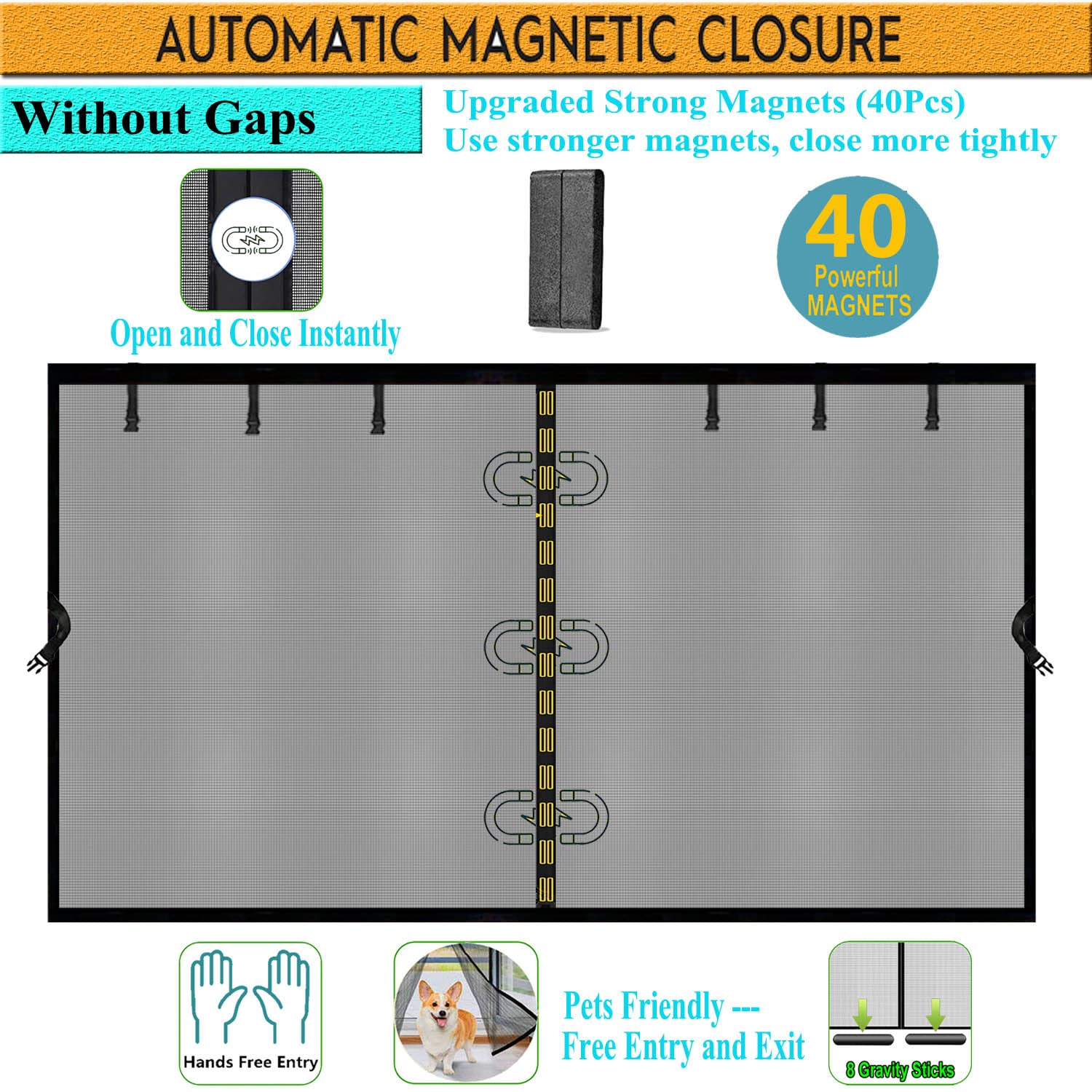 Magnetic Garage Door Screen For 1 Car Garage 10x10 FT Retractable Upgraded, Durable Heavy Duty Fiberglass Screen Mesh With Strong Magnets For Garage