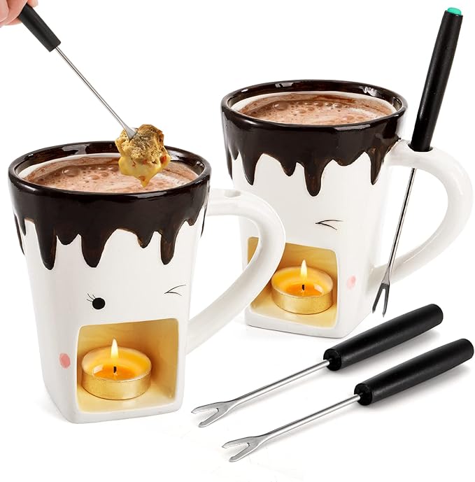 Chocolate Melting Cup Personal Chocolate Fondue Set Ceramic Mug - Main Image