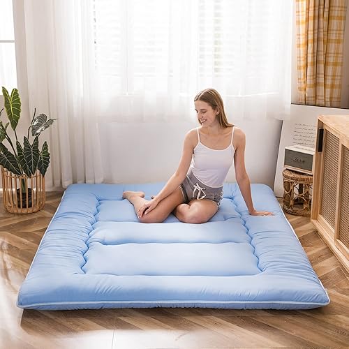 MAXYOYO - Colchón de piso japonés tipo futón, colchón grueso para dormir, enrollable, plegable, para cama de piso, para dormitorio de niños y niñas,