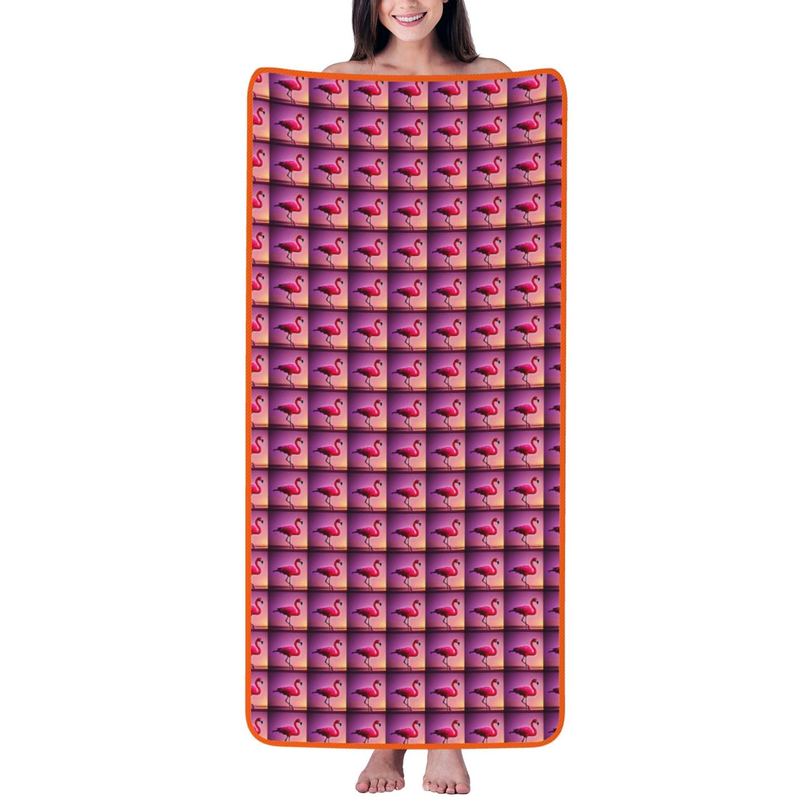 Tamiger Pink Flamingo Pattern Print Unisex Coral Velvet Bath Towel For Home Bathroom Hotel Spa Beach Travel Daily Use