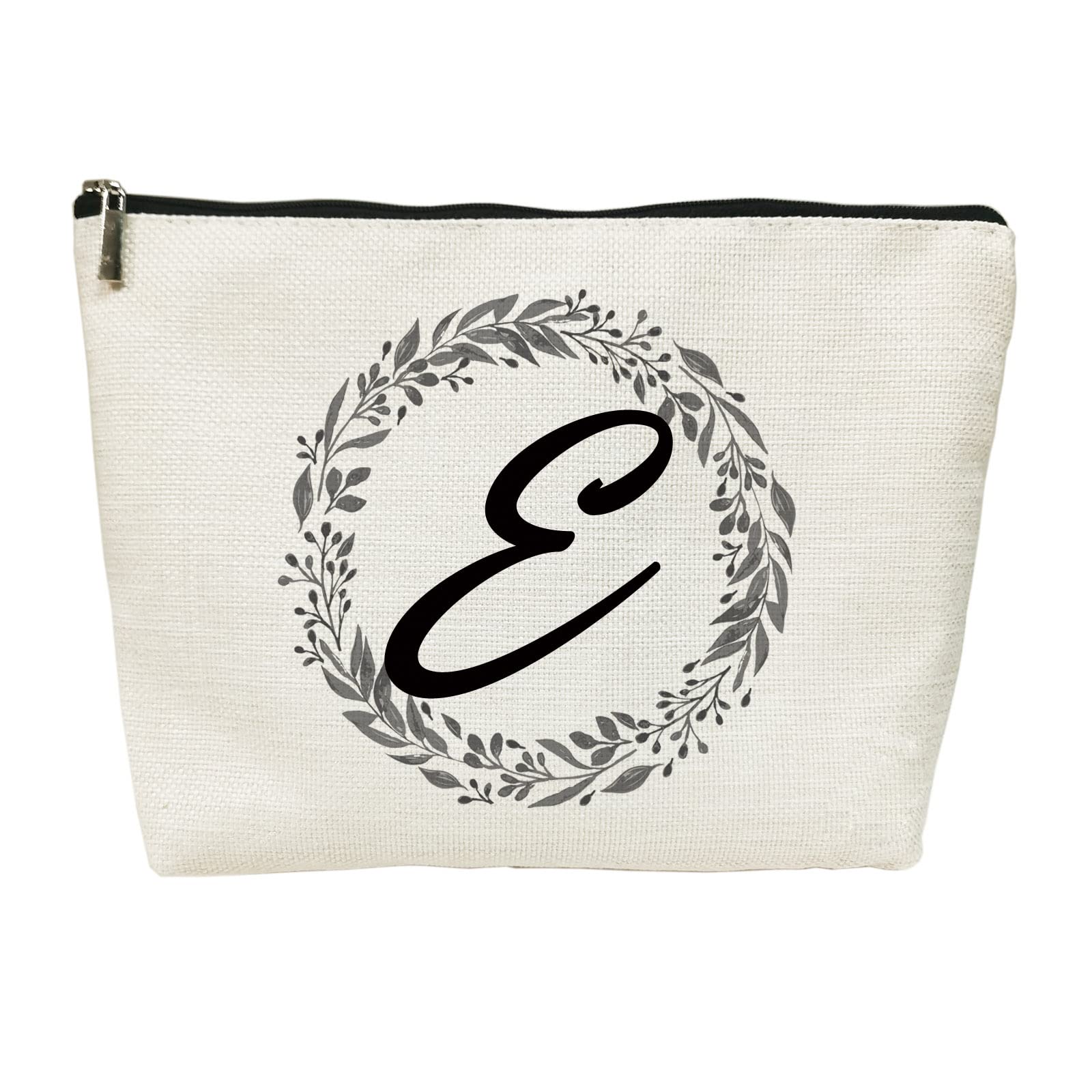 E Initial Monogram Personalized Travel Cosmetic Bags, Monogrammed Gifts Makeup Bag Pencil Pouch Gifts with Zipper Waterproof (Makeup bag-Letter E) (E)