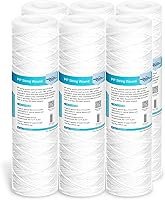 Membrane Solutions 5 Micron String Wound Sediment Filter Cartridges 10x2.5" Universal Whole House Replacement for Well Water - 6 Pack