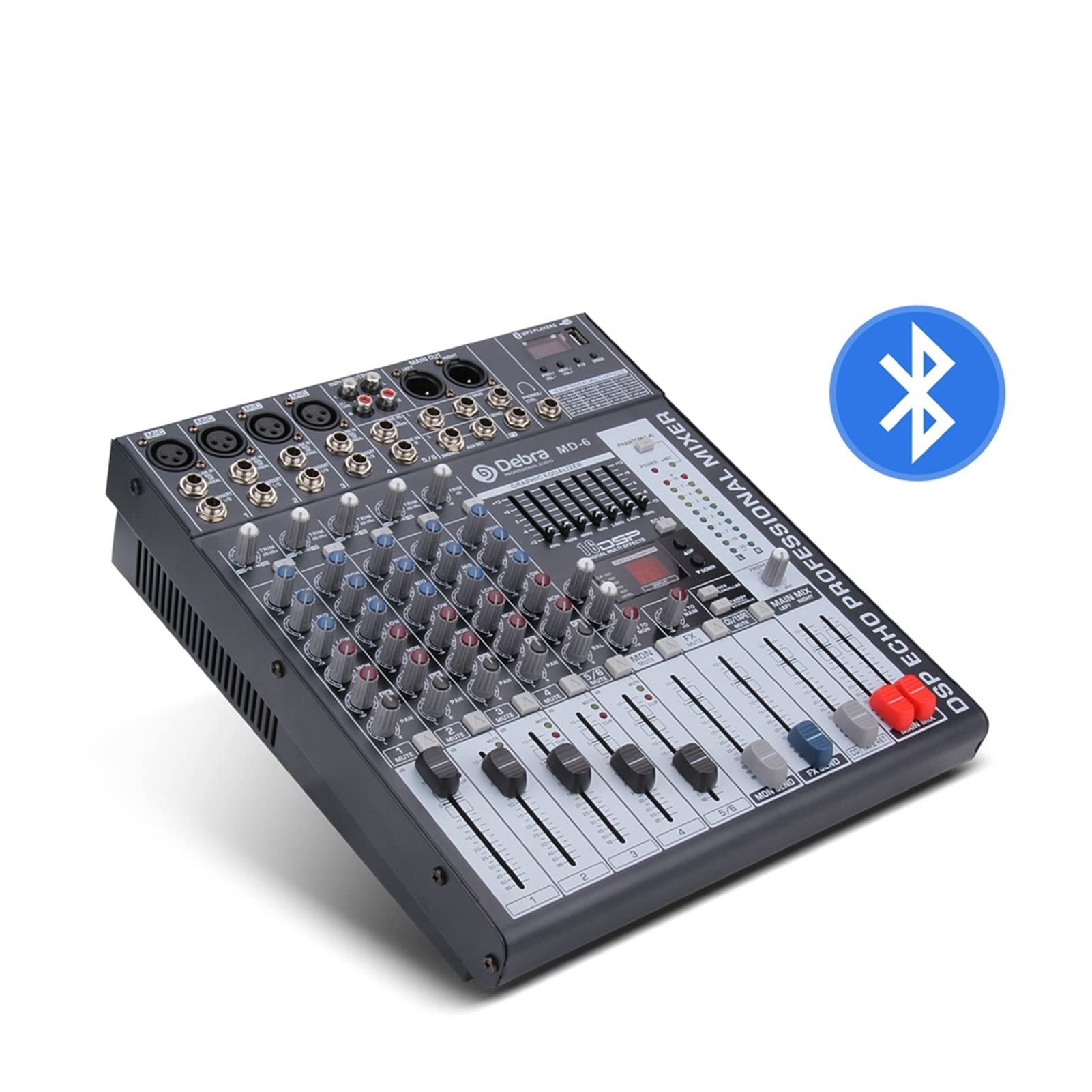 Equipo de DJ para Fiesta, Sonido Limpio !!!Controlador de DJ Digital de Audio for mezcladores de 6 Canales con Potencia Fantasma de 48V USB Ranura for la Etapa de grabación