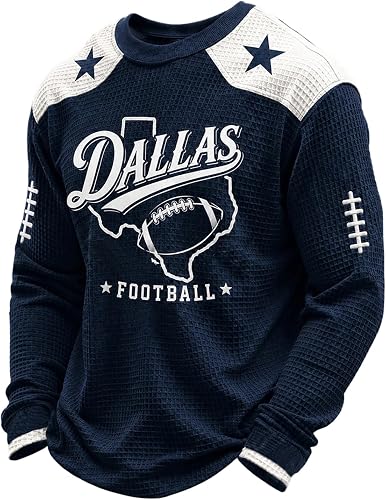 Football Dad Shirt Long Sleeve Dallas Football Graphic Navy XX-Large (xx_l)
