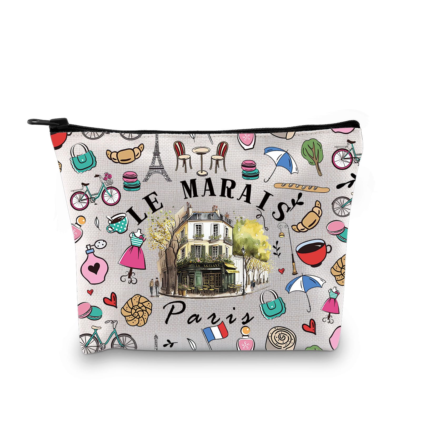 Paris Cosmetic Bag Paris France Gift Le Marais Paris French Chic Parisien Makeup Bag France Travel Paris Aesthetic Gift (LE Marais)