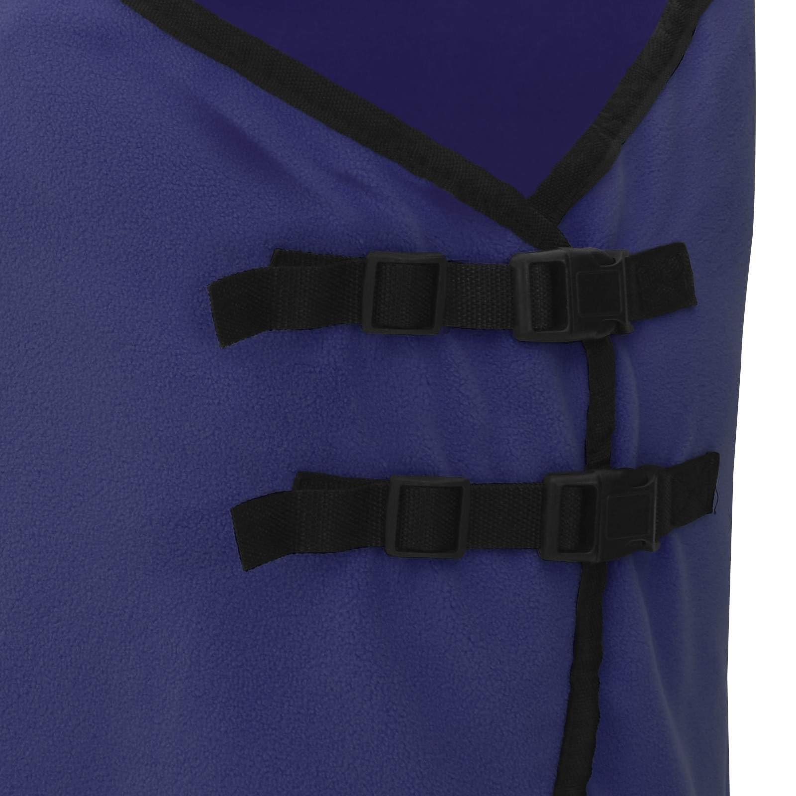 Manta para caballo azul marino de poliéster de 115 cm con cierre ajustable en el pecho y cinturón abdominal, manta de invierno transpirable para establo y pasto, impermeable y ligera