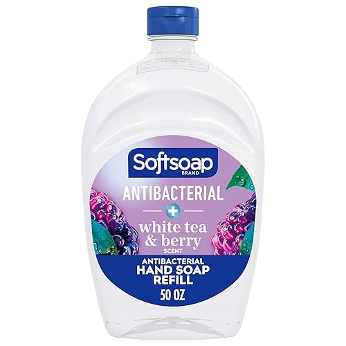 Softsoap Repuesto de jabón líquido antibacteriano para manos, jabón de manos perfumado de té blanco y bayas, 50 onzas (el embalaje puede variar)