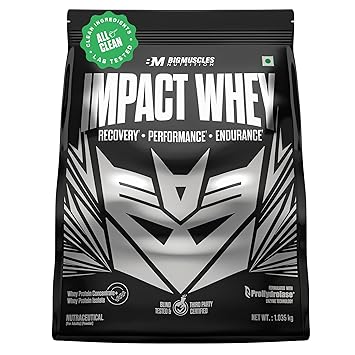 Bigmuscles Nutrition Impact Whey Protein Isolate & Concentrate [1.035kg, Rich Chocolate] | 24g Protein | ProHydrolase Enzyme Technology | Powered By Stevia | 3rd Party Tested