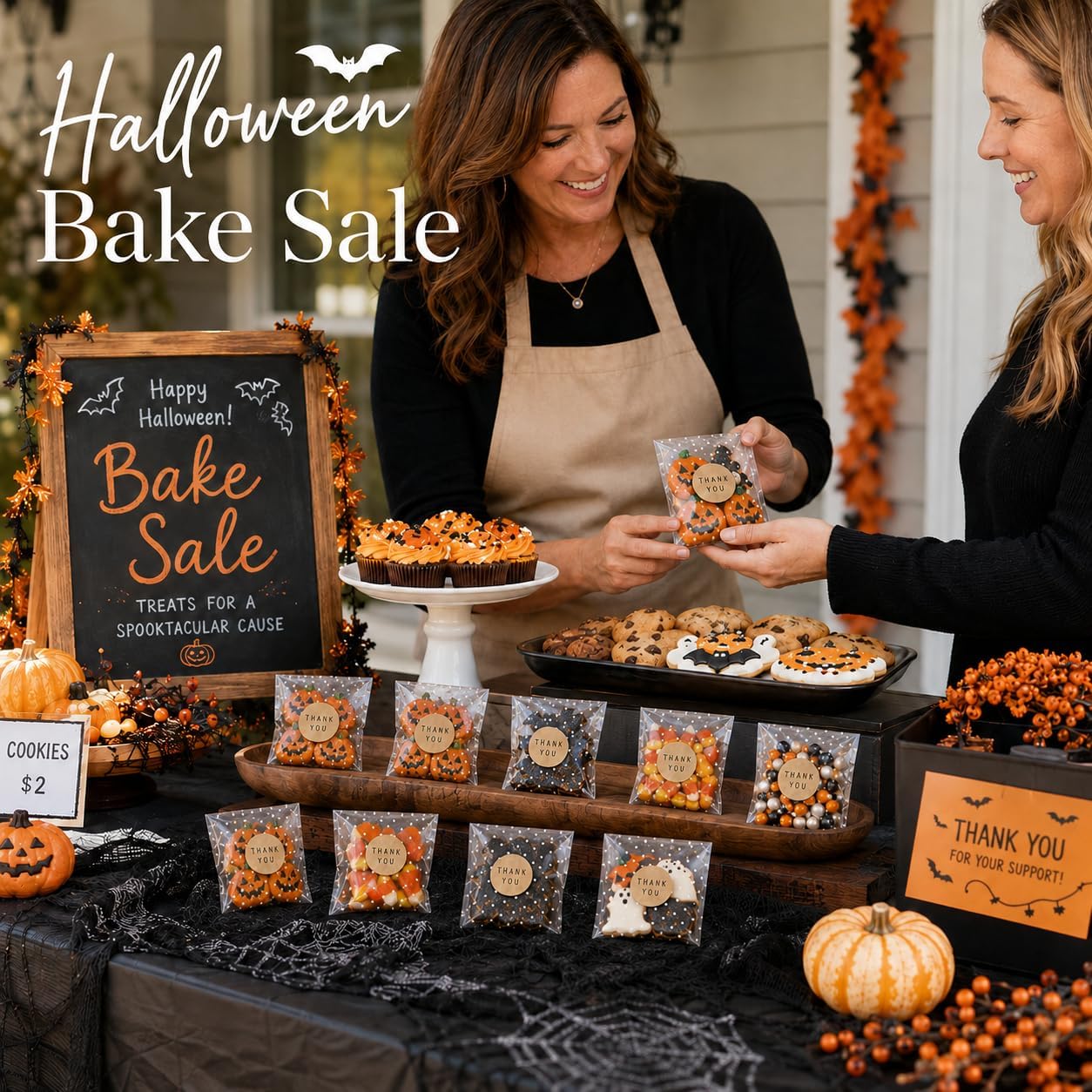 NPLUX Small Halloween Candy Bags, 200 Pack 4x4 in for Bake Sales image 3