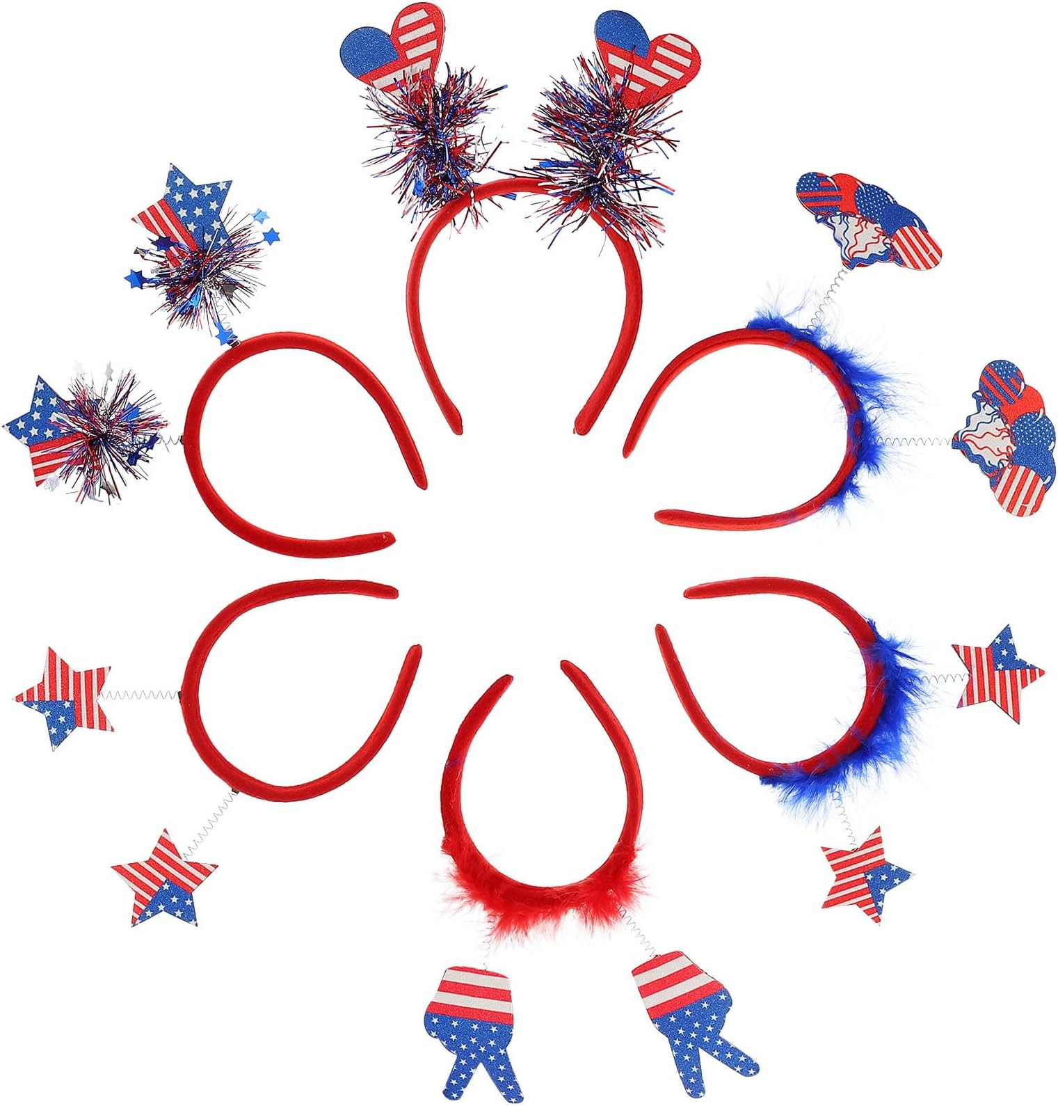 Homoyoyo 6pcs Women Hairband Party Head Decor Lightweight Plastic Polyester Mixed Style Adorable Hair Hoops for Young Ladies Independence Day Parties Random Style