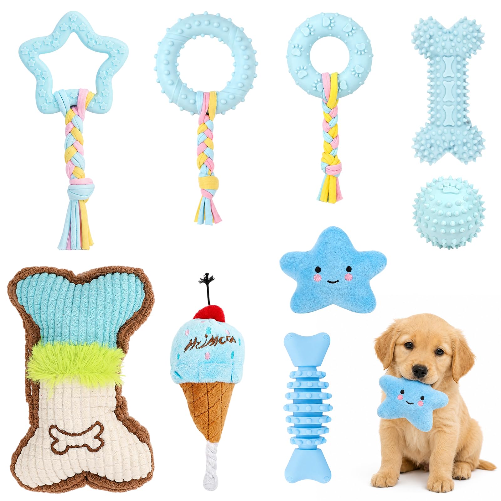 9 pcs Puppy Teething Toys From 8 Weeks Small Dog, Dog Toys For Small Dogs