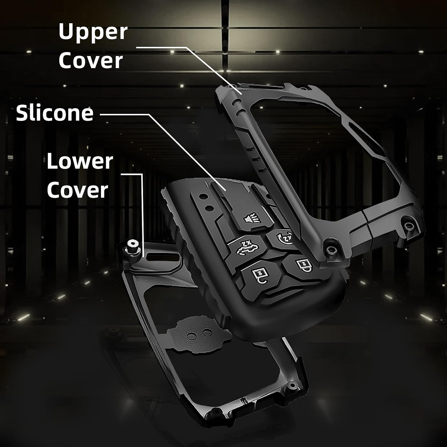 Heavy Zinc Alloy Key Fob Cover Metal Key Protective Case for 2022 -2025 Chevy Silverado 1500 GMC Sierra 1500, 2024 2025 Silverado Sierra 2500HD 3500HD 5 Buttons Smart Key