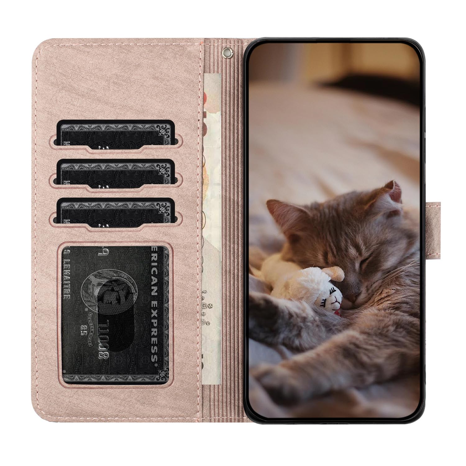 Nokverzy Wallet Case for iphone 15(6.1") Leather Case Shockproof TPU Magnetic Kickstand Slim Fence Flip Phone Case for iphone 15(6.1") Wallet Case with Card Holder Silicone Strap Purple - Image 3