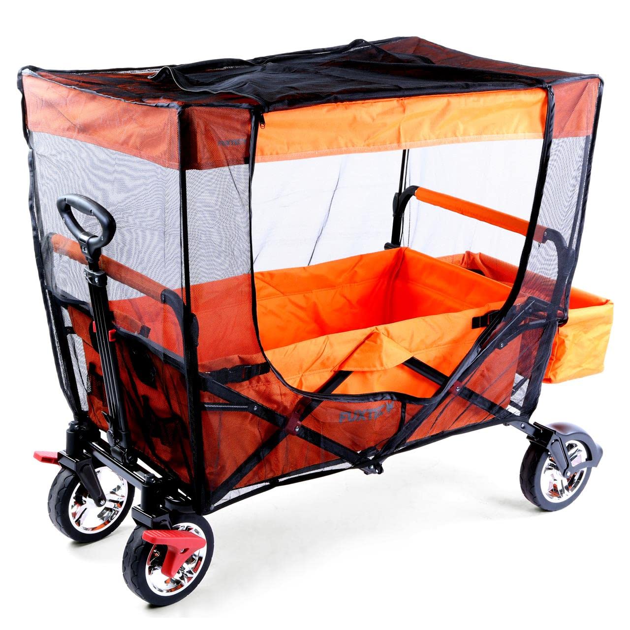 Fuxtec Zanzariera con Protezione Solare per Carrello Pieghevole CTL900 • Copertura Antinsetto per Bollerwagen • Rete Anti Zanzare e Parasole per Bambini • Accessorio per Carrello da Trasporto