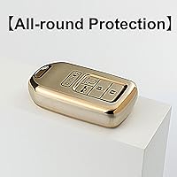 Vista 5 de Funda para llavero de automóvil Honda con llavero para Honda Accord Civic Passport Pilot Odyssey Ridgeline HRV CRV Insight, color dorado