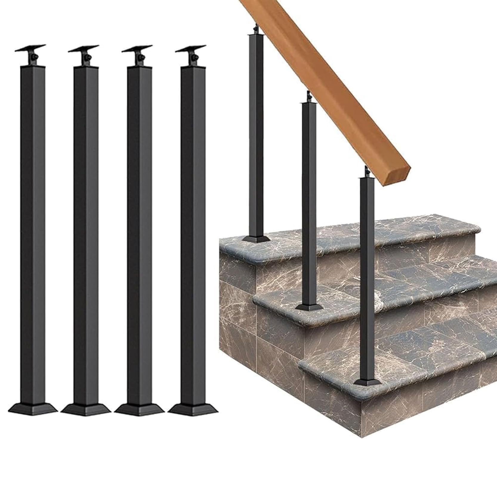 Poteaux de garde-corps métalliques pour corriger les angles