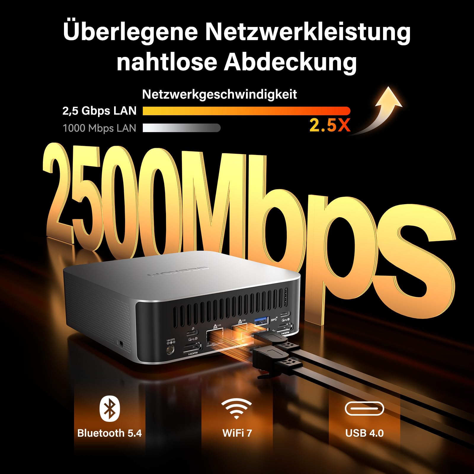 GEEKOM AI Mini PC A9 Max mit AMD Ryzen AI 9 HX 470 (Upgrade zu 370), 32GB DDR5+ 2TB SSD, 2.5G Dual-LAN Mini Computer Windows 11 pro mit 2×USB4|HDMI2.1|Wi‑Fi 7&BT 5.4 für Alle Einsatzszenarien
