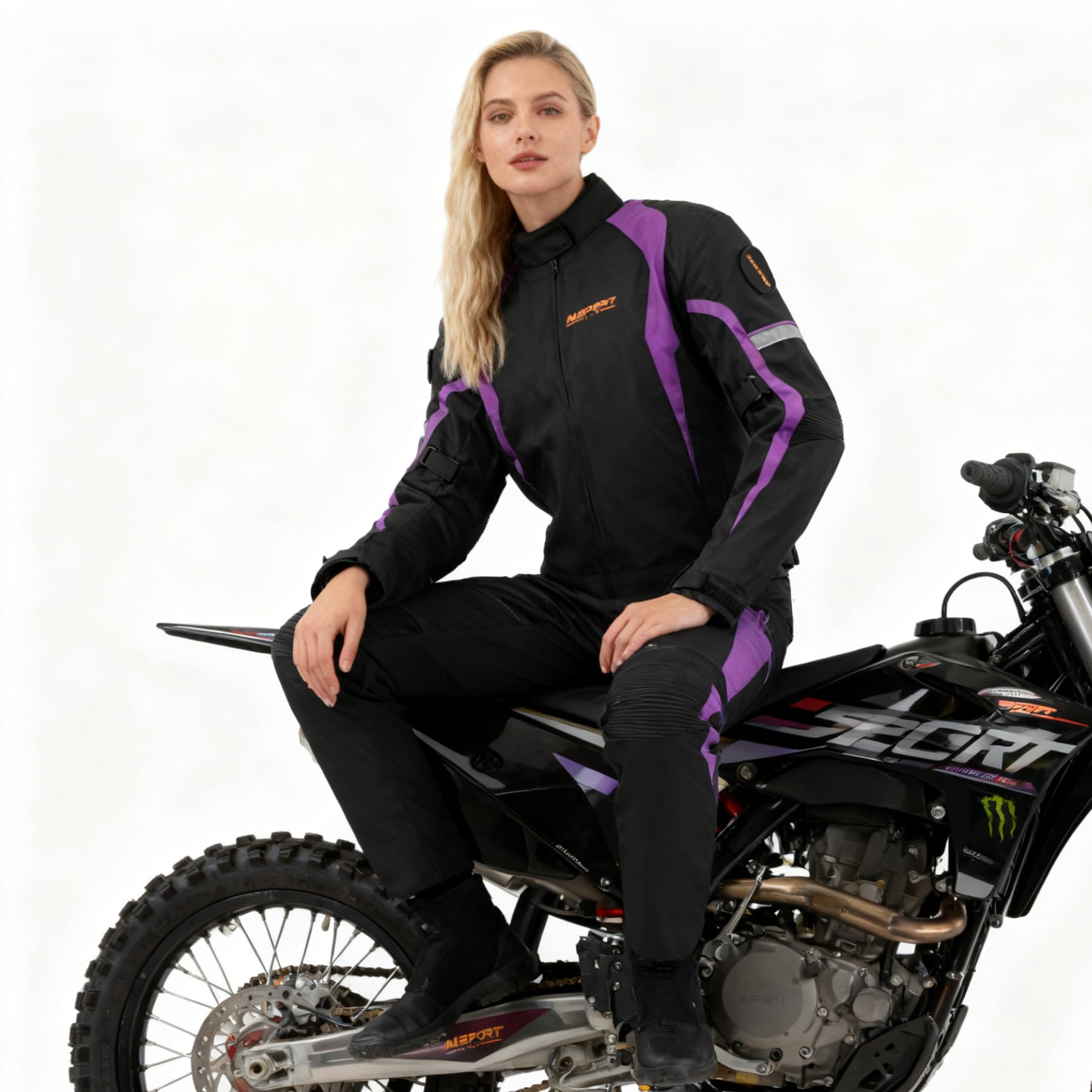 Msport Chaqueta de Moto Impermeable para Mujer, Chaqueta 4 Estaciones con Forro Térmico Extraíble, Transpirable y con Protecciones CE