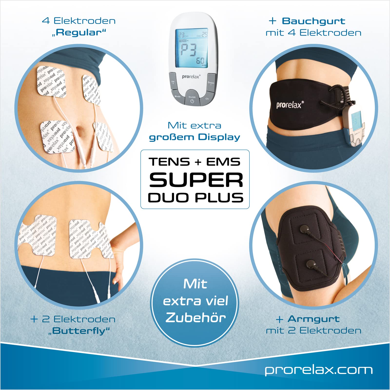 Buy prorelax EMS & TENS machine SUPER DUO Plus 2in1 device for