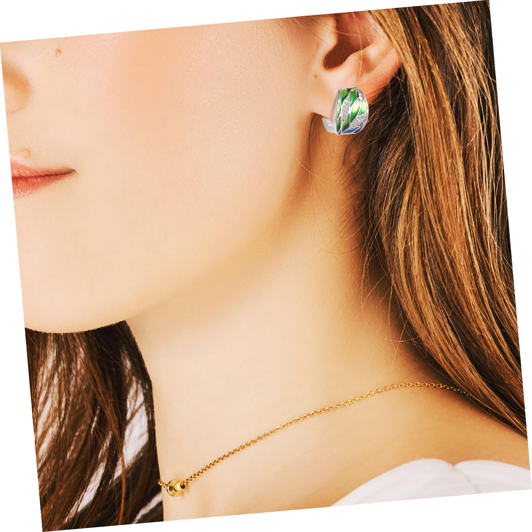 SOIMISS 3paia Orecchini Perno Smalto Forma Di Foglia Creativo Di Gioielli Per Ragazze e Giovani Donne Leggeri e Ipoallergenici Perfetti Per Cerimonie e Occasioni Speciali